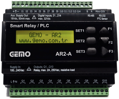 AR2-A-24VDC-12D2A-RTC Akıllı Röle / PLC