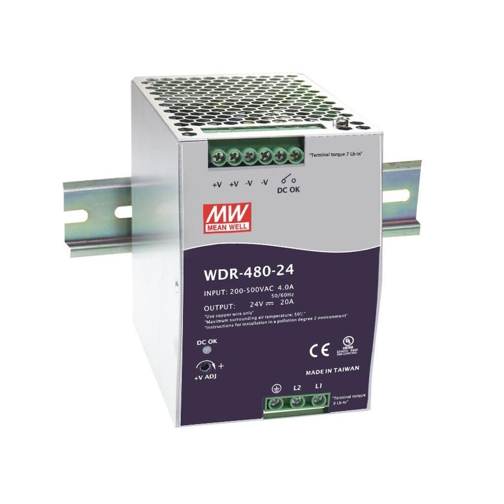 WDR-480-24 24Vdc 20.0A Inp:180~550AC,254~780DC