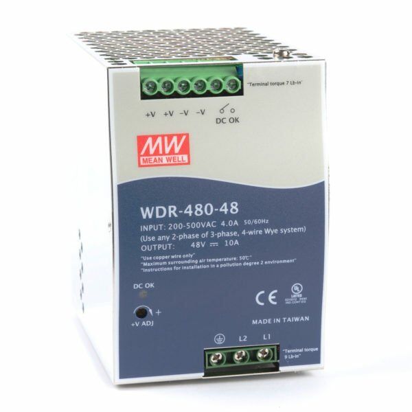 WDR-480-48 48Vdc 10.0A Inp:180~550AC,254~780DC