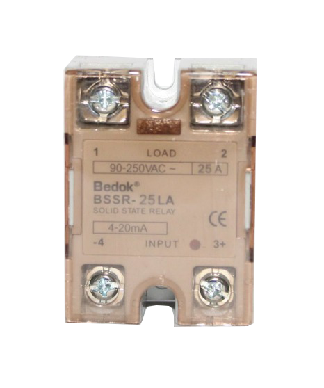 BSSRE-25LA BEDOK 4-20MA Kontrol Girişi,90-250VAC Çıkış Voltajı,25A Monofaze SOLİD STATE RELAY(SSR Röle)