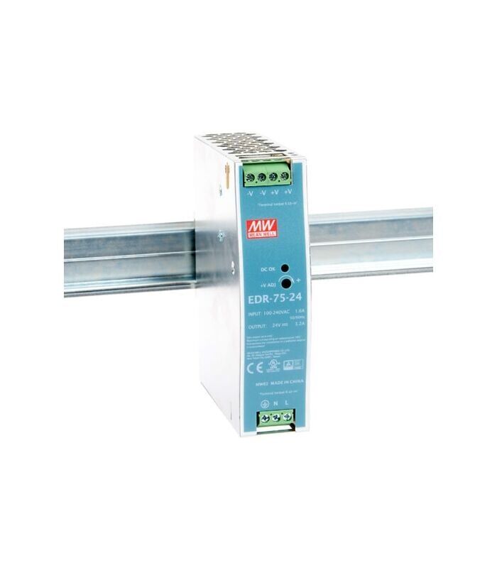 EDR-75-24 EDR7524 24Vdc 3.2Amp DIN Rail MEANWELL |
