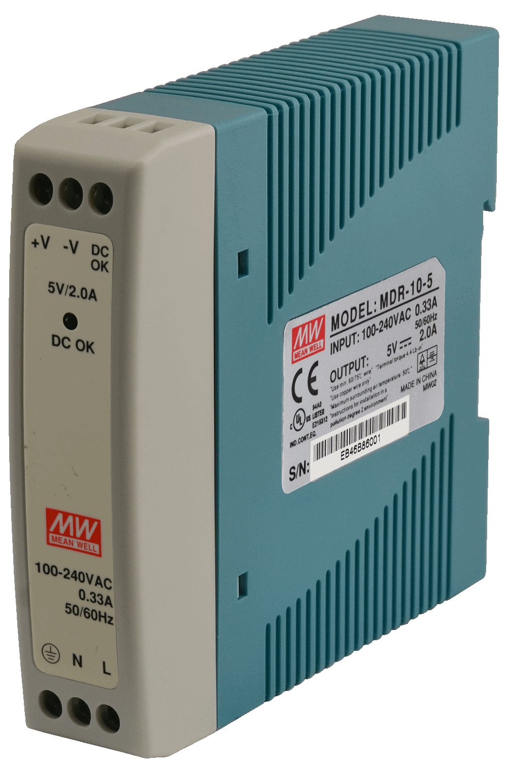 MDR-010-05 5Vdc 2.0Amp DIN Rail MEANWELL |