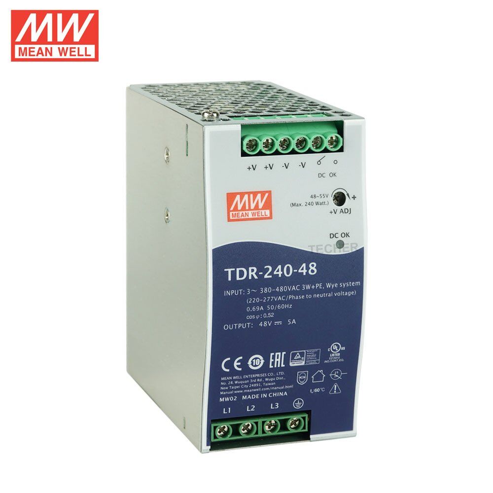 TDR-240-48  TDR24048 48Vdc 5.0Amp DIN Rail Trifaze  MEANWELL |