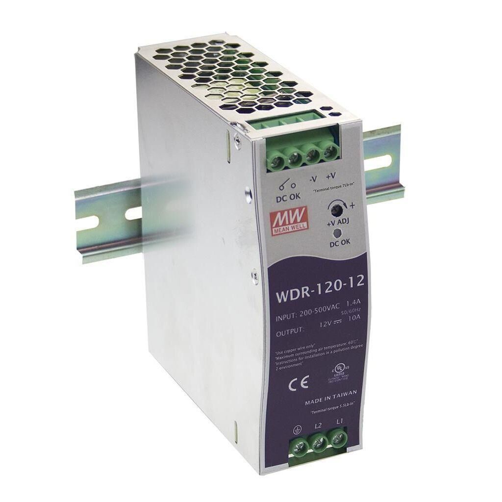 WDR-120-12 WDR12012 12Vdc 10.0A Inp:180~550AC,254~780DC  MEANWELL |