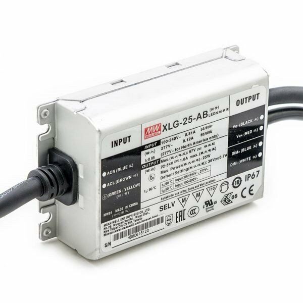 XLG-25-AB  22~54Vdc,250~1050mA Constant Power,DIM+ADJ.