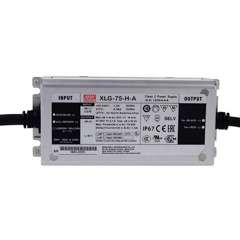 XLG-075-H-A  27~56Vdc,1300~2100mA Constant Power,+ADJ.  MEANWELL