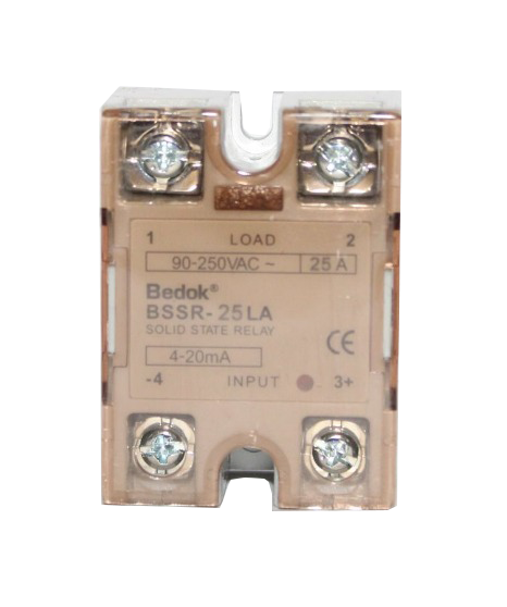 BSSRE-25LA BEDOK 4-20MA Kontrol Girişi,90-250VAC Çıkış Voltajı,25A Monofaze SOLİD STATE RELAY(SSR Röle)