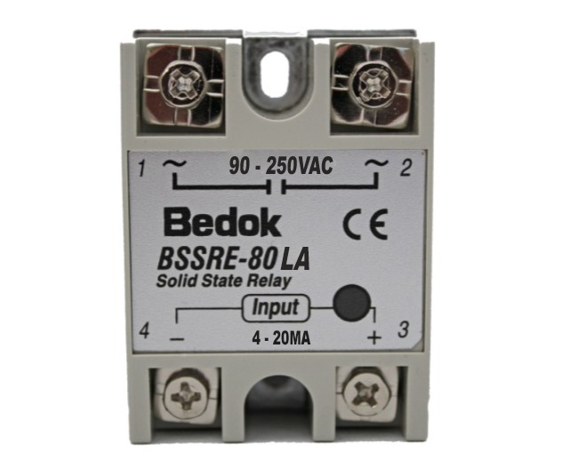 BSSRE-80LA BEDOK 4-20MA Kontrol Girişi,90-250VAC Çıkış Voltajı,80A Monofaze SOLİD STATE RELAY(SSR Röle)