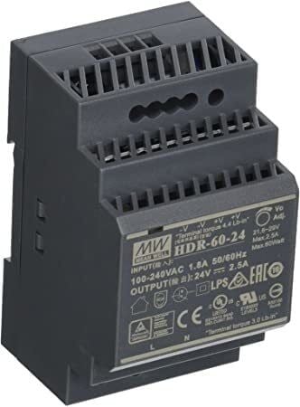 MEANWELL HDR-60-24 24V 2.5A Güç Kaynağı | DIN Rail Ray Tip PSU