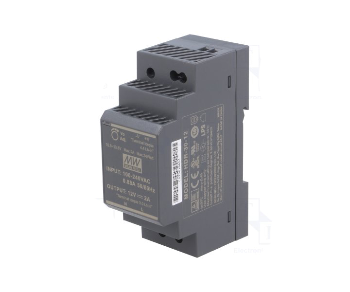 Meanwell HDR-30-12 12Vdc 2.0Amp Ray M.| PHOENIX  UNO-PS/1AC/12DC/30W Muadili