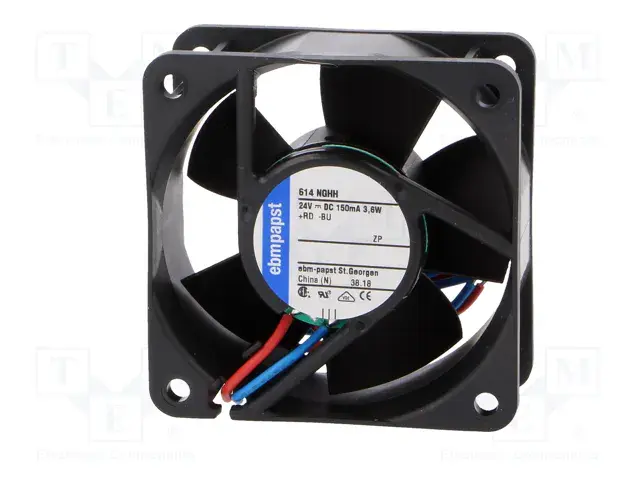 Ebmpapst 614NGHH DC Aksiyel Fan 24V 60x60x25mm 56m³/h 2 Kablolu Bilyalı Yatak