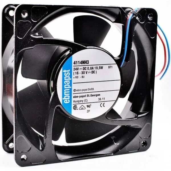 Ebmpapst 4114NH3 Aksiyel Soğutma Fanı 24V DC 119x119x38 mm - Ultra Yüksek Performanslı (NH3 Class) / Bilyalı Yataklı / Metal Dış Çerçeveli
