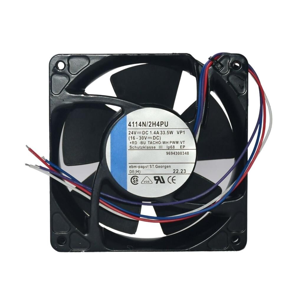 Ebmpapst 4114N/2H4PU Aksiyel Soğutma Fanı 24V DC 119x119x38 mm - PWM Hız Kontrollü / Tacho Sinyalli