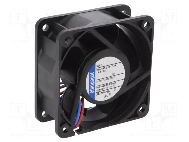 Ebmpapst 624H DC Soğutma Fanı 24V DC 60x60x25 mm - Bilyalı Rulmanlı / Yüksek Devirli / Endüstriyel Aksiyel Fan