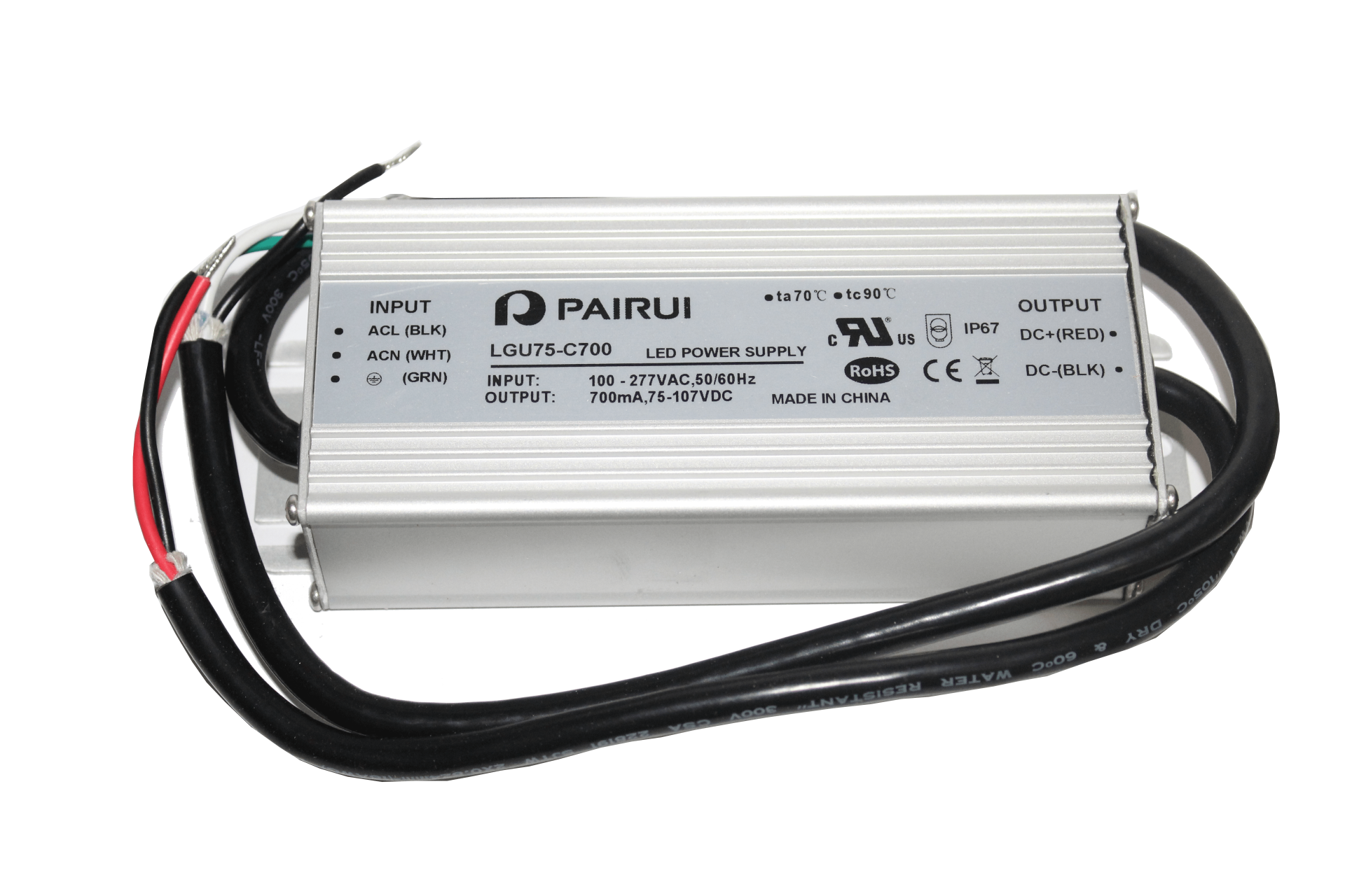 LGU75-C700  75W 700mA ıp67 METAL KASA/MEANWELL XLG-75-L-A Muadili